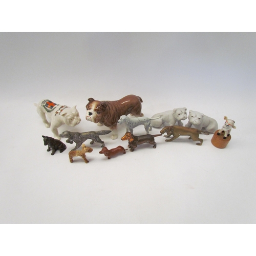 1490 - A Sylvac bulldog together with a crested example and assorted dog figures (12)  (E)  £15-20