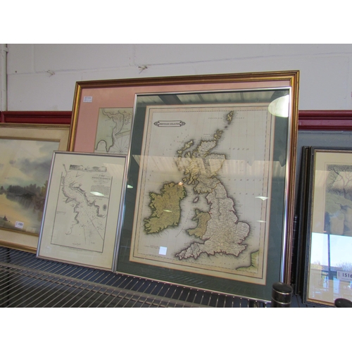 1502 - Three framed and glazed maps of Aberdeen, Dartmouth Harbour and British Islands