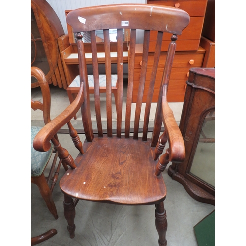 2438 - A Victorian elm seated Grandfather chair