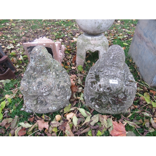 9131 - A pair of composition seated Buddhas     (C)