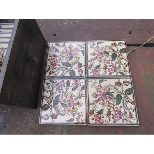 9153A - A set of 10 foliate fireplace tiles