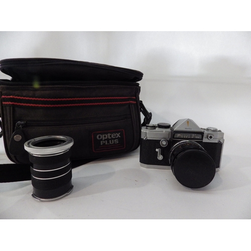 5028 - A Petri Flex V 35mm SLR Film Camera plus a 55mm & 135mm lens