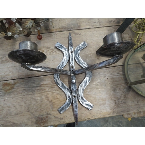 2010 - A pair of blacksmiths made wrought iron wall hanging sconces