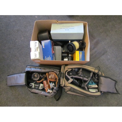 5126 - Two camera bags and a box of assorted camera gear