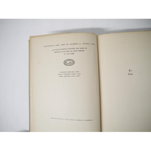 6117 - Dashiell Hammett: 'The Maltese Falcon', New York, Alfred A. Knopf, April 1930, 3rd printing, origina... 