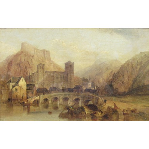 6048 - A gilt framed and glazed 19th Century oil on canvas, 'Buttress of the Eiger'. Unsigned. Label verso ... 