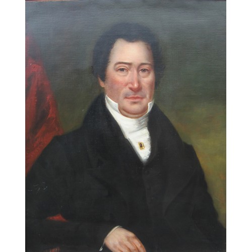 6011 - A late Georgian early 19th Century oil on canvas portrait of James Rutherford (1785-1852), 74.5cm x ... 