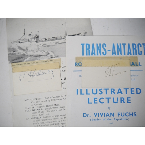 6355 - (Polar Exploration.) Edmund Hillary (1919-2008) signed card attached to a Trans-Antarctic Expedition... 