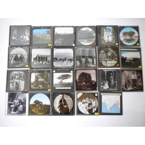 6362 - A collection of 22 circa early 20th Century glass photographic slides of India, various topographica... 