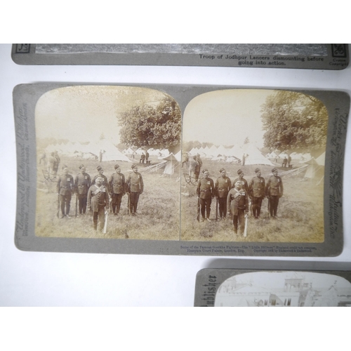 6363 - A small collection of early 20th Century stereoviews depicting Indian soldiers and military, images ... 