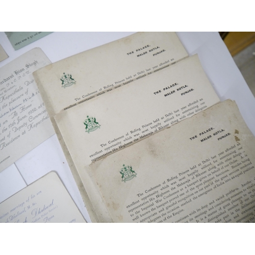 6371 - A Collection of 40+ Invitations and Cards relating to the Princely Punjab States including Kapurthal... 