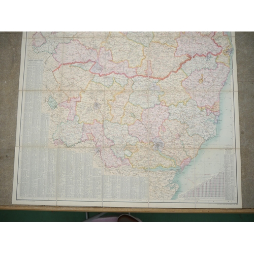 6398 - 'Bacon's Excelsior Map of Norfolk & Suffolk, showing railways, roads, elevations & distances, also l... 