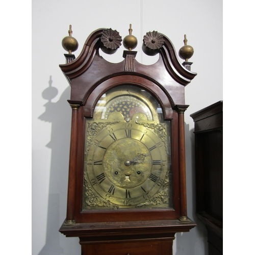 4020 - An 18th Century J Hamilton Glasgow 8 day longcase clock, ornate brass arched face with Roman numeral... 