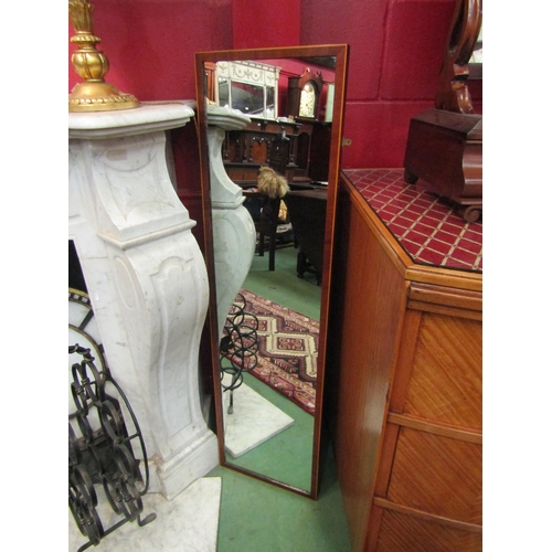 4180 - A mahogany and boxwood lined frame pier mirror, 126cm x 24cm   (R) £40