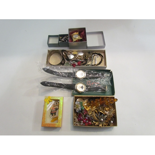 4483 - A box of costume jewellery together with tabletop jewellery chest in the form of a wardrobe