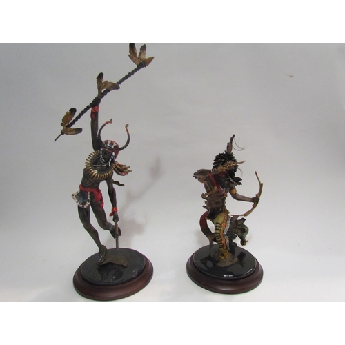 4485 - Two Franklin Mint cold painted metal figures of Native Americans; 