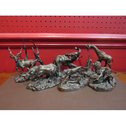 4055 - DONALD J. POLLAND: Seven animal studies cast in bronze to include 