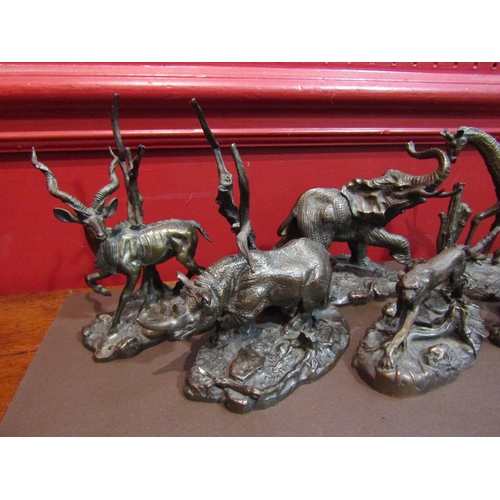 4055 - DONALD J. POLLAND: Seven animal studies cast in bronze to include 