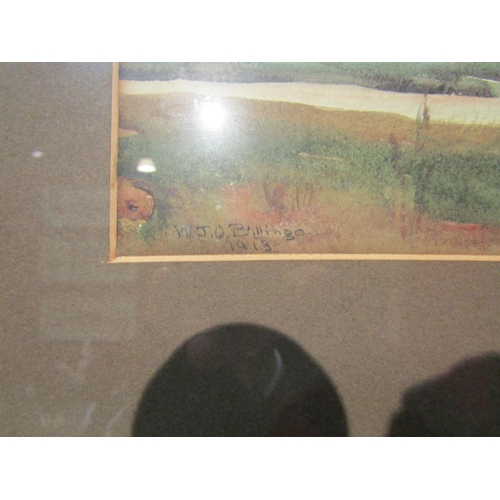 4080 - W.J.O. BILLINGS: Two framed and glazed watercolours, Broadland village scenes. Signed and dated 1913... 