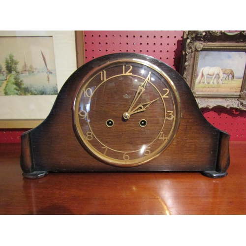 4090 - A Smiths oak mantel clock   (E) £10-20