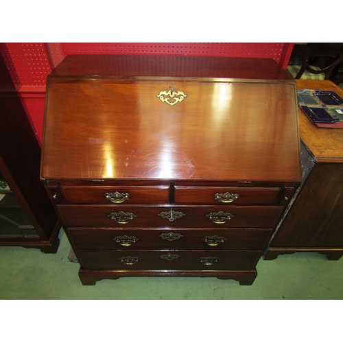 4096 - An early George III Cuban mahogany bureau, the fully fitted interior over two short and three gradua... 