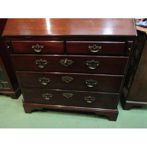 4096 - An early George III Cuban mahogany bureau, the fully fitted interior over two short and three gradua... 