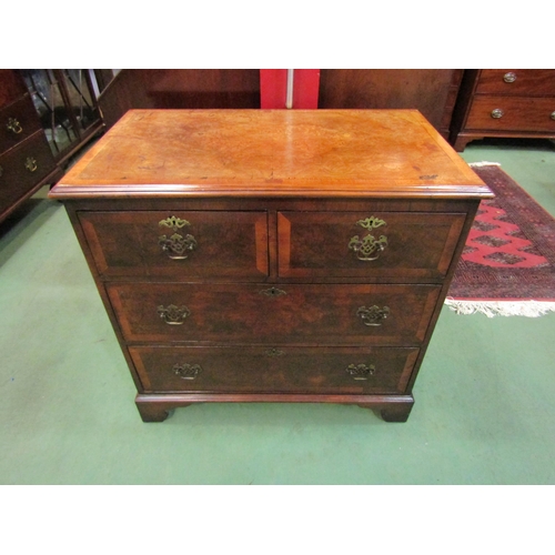 4098 - A 19th Century burr walnut crossbanded chest of two short over two long drawers on bracket feet, 80c... 