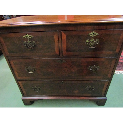 4098 - A 19th Century burr walnut crossbanded chest of two short over two long drawers on bracket feet, 80c... 