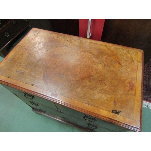 4098 - A 19th Century burr walnut crossbanded chest of two short over two long drawers on bracket feet, 80c... 