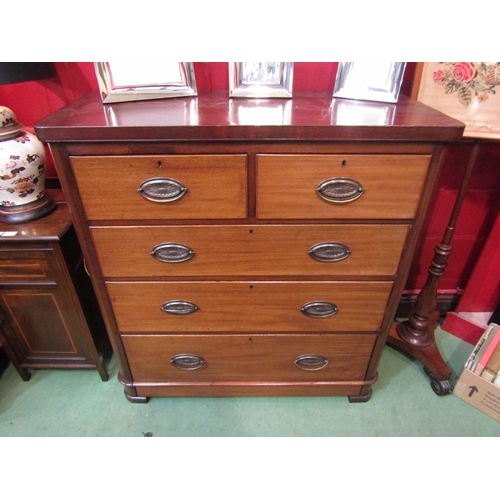 4132 - A circa 1880 mahogany round corner chest of two short over three graduating long drawers with brass ... 