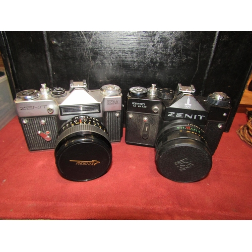 4203 - Two Zenit Olympic edition cameras including Moshva 80 with case and TTL