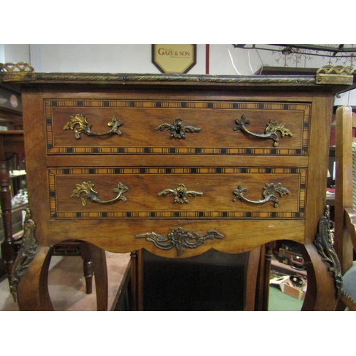 4208 - A French inlaid side table with exotic veneered woods, brass galleried top, cabriole legs, a/f, 73cm... 