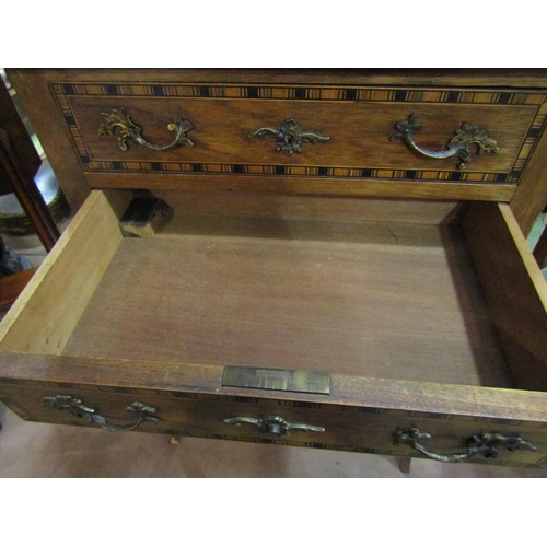 4208 - A French inlaid side table with exotic veneered woods, brass galleried top, cabriole legs, a/f, 73cm... 