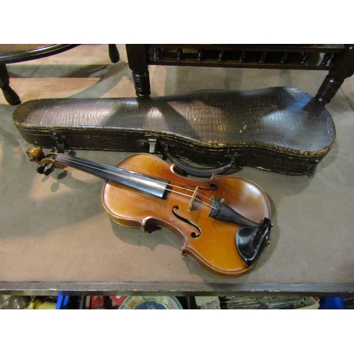 4214 - A 20th Century violin, W.Thompson of Wembley label, with case   (R) £35