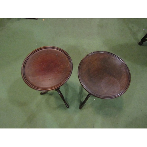 4221 - A near pair of mahogany wine tables, one tripod melon fluted details, the other tripod swirl detail,... 