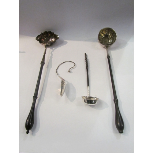 A collection of silver: A small silver caddy ladle, a continental spoon ...