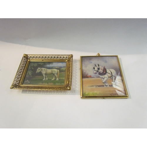 4343 - STEPHEN WALKER (1900-2004): Two miniature oils on board of horses, both gilt framed