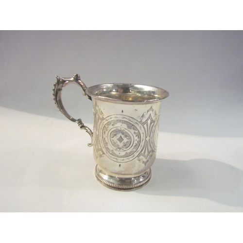 4367 - A Simeon Greenberg silver tankard, monogrammed RPS, beaded handle and foot, 8.5cm tall, Birmingham 1... 