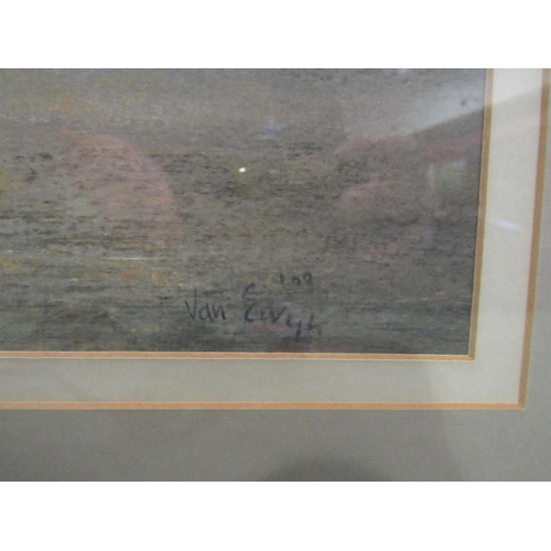 4016 - E. VAN EWYK: A pastel reputedly of The Orwell Estuary.  Signed lower right.  Framed and glazed.  35.... 