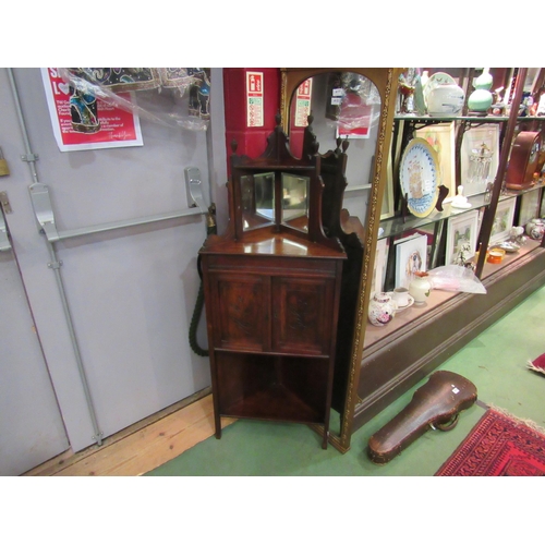 4176 - A 19th Century mahogany floor standing corner cupboard with mirrored back, 146cm tall x 56cm wide x ... 