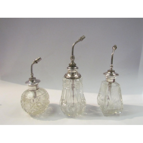 4371 - Three Victorian glass scent bottles including hobnail cut and engraved example  (E) £40-60