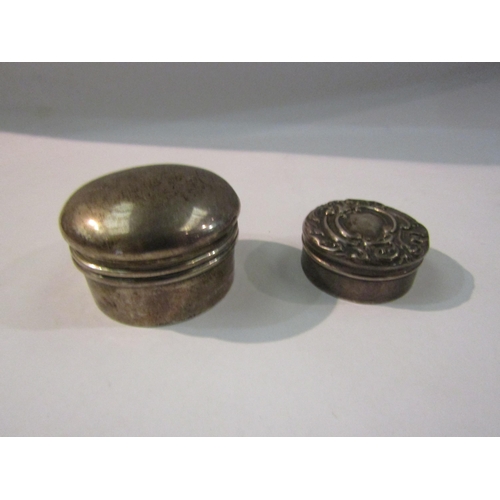 4415 - Two silver circular pots one with embossed decoration, 20g