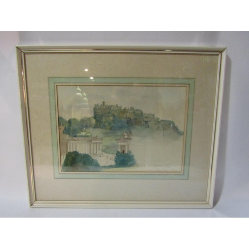 4265 - An unfinished watercolour depicting Edinburgh Castle from the Royal Hotel, 1872 framed and glazed, 2... 