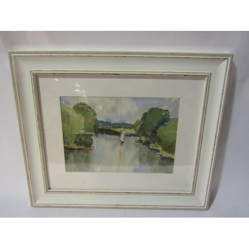 4269 - ROWLAND FISHER (1885-1969): A pair of watercolours, bridge and boat on river, 20cm x 30cm and 17.5cm... 