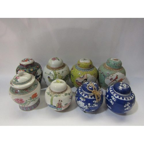 4284 - Eight various ginger jars including prunus blossom design, tallest 15cm