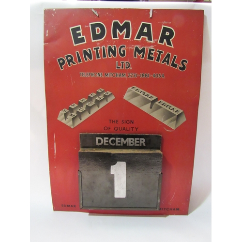 4286 - A vintage Edmar Printing Metals advertising calendar, 66cm x 48cm