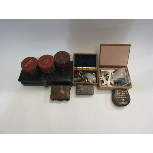 4378 - Stud boxes and containers containing shirt studs, cuff links including silver bird examples, etc