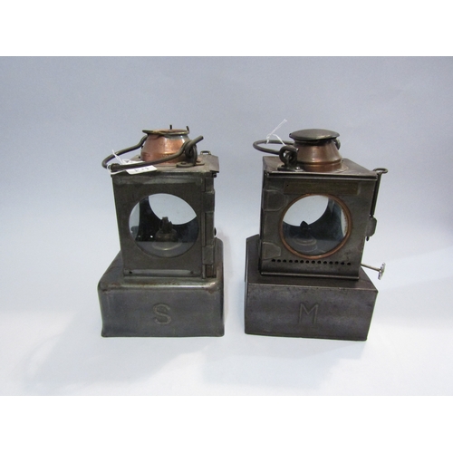 4495 - Two railway signal lamp interiors marked S and M