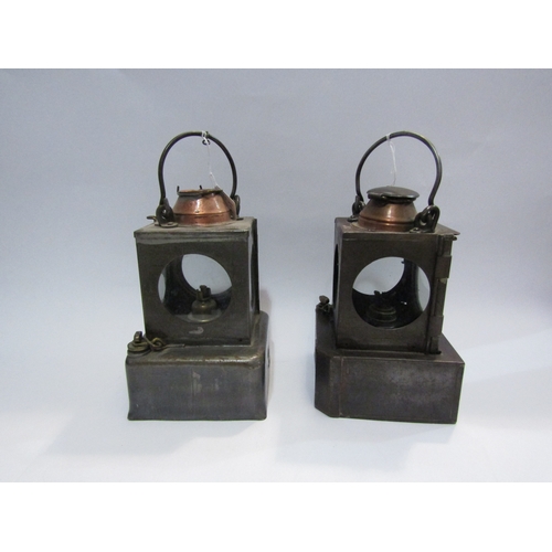 4495 - Two railway signal lamp interiors marked S and M