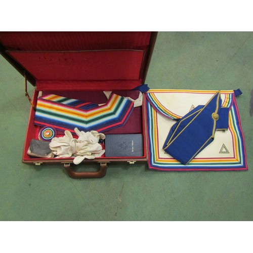 4316 - Three briefcases containing a large quantity of Masonic items including silver and enamel medals, re... 